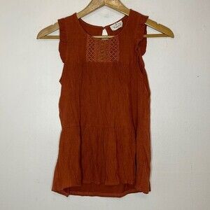Ember rayon blend sleeveless blouse burnt orange womens Small casual